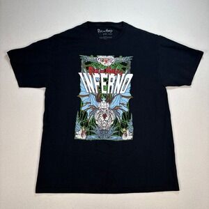 Hot Topic Rick and Morty T-Shirt Men's L Black‎ Inferno 100% Cotton Graphic